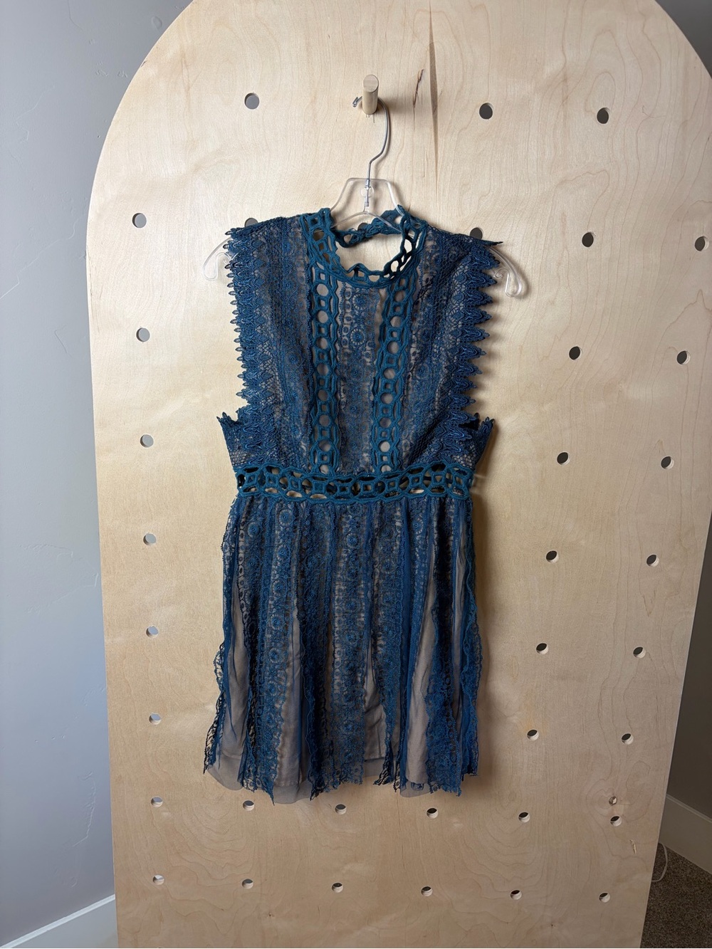 Free People Forever Lace Babydoll Dress in Blue Women’s Size 6 - Picture 2 of 7
